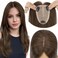 Elailite Human Hair Toppers for Women Real Human Hair for Thinning Hair 9 * 12CM Silk Base Hair Pieces No Bangs Clip in Remy Hairpieces Hand-Tied 16 Inch Chocolate Brown