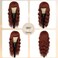 Auburn Wigs with Bangs Long Wavy Copper Red Wig for Women 26 Inch Natural Looking Curly Synthetic Wig Heat Resistant Fiber Wigs for Daily Party Use