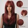 Esmee Long Straight Wine Red Wigs for Women Synthetic Layered Burgundy Synthetic Hair Wig with Fringe for Daily Party Cosplay Use-20 Inches