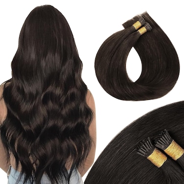 MAXITA I Tip Hair Extensions Human Hair,50g/50s Dark Brown 18 InchItip Human Hair Extensions Comfortable Wear, Invisible &amp; Natural Cold Fusion, 100% Remy Human Hair Itip Keratin Hair Extensions