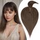 Hair Toppers for Women Real Human Hair, 150% Density Silk Base Clip in Hair Extensions, Short Hair Topper Hair Pieces for Women with Thining Hair, Cover Gray Hair, With Bangs 12 Inch #02