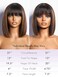 LUVME HAIR 10 Inch Yaki Straight Bob Wig with Bangs Human Hair Glueless HD Lace Bob Wig with Brown Highlights, Ready to Go Short Wigs For Women 180 Density (Breathable Cap)
