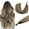 DOORES I Tip Hair Extensions Human Hair, Balayage Chocolate Brown to Honey Blonde 50g/50s 22 Inch, I Tip Remy Hair Extensions Cold Fusion Hair Extensions Itip Extensions Straight Human Hair Extensions