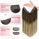 GOO GOO Wire Hair Extensions Human Hair, 3/8/613 Walnut Brown with Ash Brown and Bleach Blonde Balayage 16inch 95g, Invisible Wire Hair Extensions with Transparent, Seamless Fish Line Hairpiece