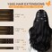 DOORES Clip in Hair Extensions Real Human Hair, Balayage Dark Brown to Chestnut Brown 24 Inch 9pcs 150g, Extensions Human Hair Clip in Remy Hair Extensions Natural Hair Extensions Thick Straight