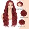 AISI QUEENS Red Wig Long Wavy Red Wigs for Women, 24 Inches Wavy Middle Part Hair Heat Resistant Fiber Curly Cosplay Wig for Girls Daily Halloween Use