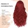 AISI QUEENS Red Wig Long Wavy Red Wigs for Women, 24 Inches Wavy Middle Part Hair Heat Resistant Fiber Curly Cosplay Wig for Girls Daily Halloween Use