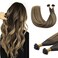 DOORES U Tip Human Hair Extensions 16 Inch 50g/50s, Balayage Chocolate Brown to Caramel Blonde Human Hair Extensions Fusion Hair Extensions Human Hair