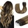 DOORES Micro Bead Hair Extensions Human Hair extension, Balayage Chocolate Brown to Caramel Blonde 20 Inch 50g/50s, Micro Loop Real Hair Extensions Human Hair