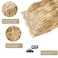 WECAN Blonde Clip In Hair Extensions 20 Inch 6 Pcs Long Wavy Curly Strawberry Blonde Highlight Bleach Blonde Hair Extensions Synthetic Fiber Double Weft Soft Hairpieces For Women