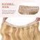 Benehair Ombre Halos Hair Extensions Human Hair Wavy for Women Full Head Hairpieces No Tape No Glue Seamless Fish Line Headband 16inch 115Gram for Adding Volume Ash Blonde&amp;Bleach Blonde #18P613