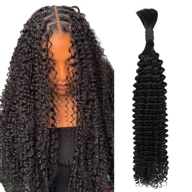Lashey Human Braiding Hair Kinky Curly 1 Bundle 50g Bulk Human Hair for Braiding 100% Virgin Hair Bulk for Braiding with Healthy Ends Natural Black Hair Extensions for Boho Braids 18 Inch