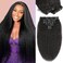 Clip in Hair Extensions Real Human Hair 14 Inch Kinky Straight Clip ins Clip in Hair Extensions Black Women Remy Seamless Clip in Hair Extensions Human Hair Clip in Extensions 8PCS Natural Color
