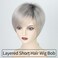 RENERSHOW Blonde Short Hair Wigs for White Women Layered Ombre Platinum Pixie Bob Wig with Bangs Straight Realistic Synthetic Natural Daily Party Hair Replacement Wig