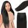 Lashey Hair Extensions Clip in Hair Extensions 100% Real Human Hair Kinky Straight Invisi Edge Seamless Clip in Hair Extensions 110g Natural Black 16 Inch Human Hair for Black Women