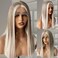 Ash Blonde White Balayage Highlights Streaks Bob Lace Front Wigs Dark Grey Ombre Blonde Silky Straight Wig with Dark Roots HD Lace Frontal Japanese Synthetic Platinum Highlight Wigs for Women 16 Inch