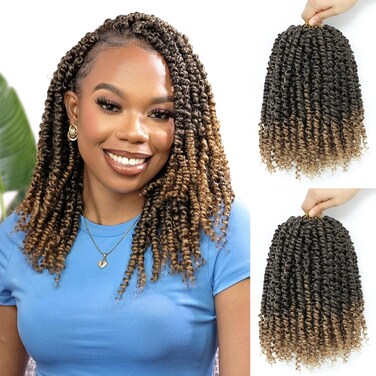 Passion Twist Crochet Hair 10Inch Passion Twist Hair 8 Packs Pre-Twisted Short Passion Twist Crochet Hair for Black Women Soft Passion Twist Curly Crochet Hair&hellip;