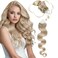 Moresoo Micro Loop Hair Extensions 20 Inch Wavy Microlinks Hair Extensions Human Hair Highlighted Ash Blonde With Bleached Blonde Micro Link Hair Extension 50G/50S #P18/613