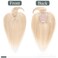 SEGO Hair Toppers for Women, Clip in Real Human Hair Toppers Straight with Bangs 150% Density Silk Base -8 Inch #18/613 Ash Blonde Mix Bleach Blonde
