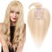 SEGO Hair Toppers for Women, Clip in Real Human Hair Toppers Straight with Bangs 150% Density Silk Base -8 Inch #18/613 Ash Blonde Mix Bleach Blonde