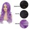 Long Curly Wavy Wine Red Pink Wigs with Purple Highlight Middle Part Colorful Wig Cosplay Costume Synthetic Replacement Wig for Women