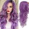 Long Curly Wavy Wine Red Pink Wigs with Purple Highlight Middle Part Colorful Wig Cosplay Costume Synthetic Replacement Wig for Women