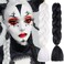 White Black Jumbo Braiding Hair Extensions 24 Inch Ombre Braiding Hair for Women Pre stretched High Temperature Synthetic Fiber Hair Twist Crochet Braids for Halloween Cosplay Party Makeup Carnival