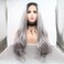 Ombre Gray 2 Tones Synthetic Lace Front Wig Dark Roots Long Loose Wave Silver Grey Replacement Hair Wigs For Women Heat Resistant Fiber Hair Half Hand Tied (24 Inch, loose wave/lace front wig)