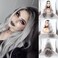 Ombre Gray 2 Tones Synthetic Lace Front Wig Dark Roots Long Loose Wave Silver Grey Replacement Hair Wigs For Women Heat Resistant Fiber Hair Half Hand Tied (24 Inch, loose wave/lace front wig)