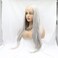 Long Straight Silver Grey Synthetic Lace Front Wigs with Free Part Glueless Heat Resistant Fiber Hair Wig for Women Silver Grey 24 Inch.