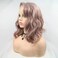 Pink Lace Wigs Side Part Short Bob Loose Wave Smoky Pink Wig Synthetic Lace Front Wigs for Women Natural Looking Heat Resistant Half Hand Tied Summer Shoulder Wigs (14 Inch, Pink/lace front wig)