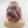 Pink Lace Wigs Side Part Short Bob Loose Wave Smoky Pink Wig Synthetic Lace Front Wigs for Women Natural Looking Heat Resistant Half Hand Tied Summer Shoulder Wigs (14 Inch, Pink/lace front wig)