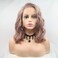 Pink Lace Wigs Side Part Short Bob Loose Wave Smoky Pink Wig Synthetic Lace Front Wigs for Women Natural Looking Heat Resistant Half Hand Tied Summer Shoulder Wigs (14 Inch, Pink/lace front wig)