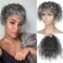 KRSI Afro Curly Hair Topper Silver Grey Synthetic Toppers Hair Pieces for Women, Hairpieces Toppers Pieces for Black Women With Thinning Hair Clip in Hair Topper With Bangs(1B/T0906)