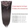 16"Clip in Hair Extensions Real Human Hair Double Weft Thick to Ends Dark Brown(#2) 6pieces 70grams/2.45oz