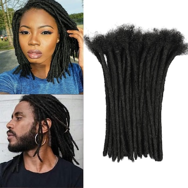 Loc Extensions Human Hair 0.6 cm 8 Inch 60 Strands Dreads Extensions Dreadlock Extensions Human Hair Locs Extensions for Men Women Natural Black Dread Lock Extensions Full Handmade Permanent Locs