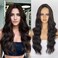 Long Brown Wavy Wig for Women 26 Inch Dark Brown Curly Wavy Wig Natural Looking Middle Part Synthetic Heat Resistant Wigs for Daily Party Use