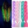 Christmas Glowing Braiding Hair Pre Stretched Rainbow Braiding Hair Colorful Luminous Box Braids Multi Colored Braiding Hair Glow in the Dark Hair Extensions