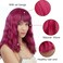 Short Bob Wigs with Bangs for Women Loose Wavy Wig Curly Wavy Shoulder Length Bob Synthetic Cosplay Wig for Girl Colorful Costume Wigs (Rose mixed Purple)