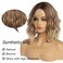 Short Ombre Blonde Wavy Wig for Women 14 Inch Shoulder Length Middle Part Curly Wavy Bob Wig Natural Looking Synthetic Heat Resistant Fiber Wig for Daily Party Use