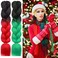 2 Pcs Black/Red, Black/Green Ombre Braiding Hair Extensions for Women Jumbo High Temperature Synthetic Braiding Hair 24 Inch Pre stretched Fiber Hair Twist Crochet Braids for Christmas Makeup Party
