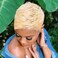 613 Blonde Pixie Cut Wig - Short Wavy Hair Replacement Synthetic Hair Short Curly Layered Wig With Bangs for Black Women