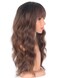 Ombre Brown Wavy Wigs With Bangs, Medium Long Synthetic Hair Replacement Wigs for Daily Use, 18 Inch