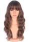 Ombre Brown Wavy Wigs With Bangs, Medium Long Synthetic Hair Replacement Wigs for Daily Use, 18 Inch