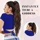 Flufymooz Ponytail Extension, Flexible Wrap Around Ponytail Extension Long Wavy Curly Ponytail Hair Extensions Natural pony tail Synthetic Hairpiece for Women 32 Inch (Black Brown)