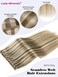LADY MIRANDA Double Weft Invisible PU Hair Extensions Real Human Hair 18 Inch 100G 8PCS Micro Ring PU Hair Extensions Twin Tabs Invisible Weft Genius Seamless Handmade PU Flat Weft (9A/60, 18 Inch)