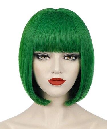 Green Wig Short Green Wigs for Women St Patricks Day Green Bob Wig with Bangs Natural Cute Synthetic Wigs for Halloween BU110GR
