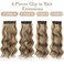 Nnzes Clip in Long Wavy Hair Extension 4PCS Thick Brown mix Blonde Hairpieces Double Weft 20 Inch Synthetic Hair Extension for Women (20 Inch)