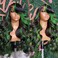 BLG 13x6 Highlight Green Lace Front Wigs Human Hair Body Wave Human Hair Wigs for Women 180% Density Black and Green Wigs Human Hair Pre Plucked 18 Inch Glueless Lace Frontal Wigs with Green Stripes