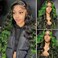 BLG 13x6 Highlight Green Lace Front Wigs Human Hair Body Wave Human Hair Wigs for Women 180% Density Black and Green Wigs Human Hair Pre Plucked 18 Inch Glueless Lace Frontal Wigs with Green Stripes